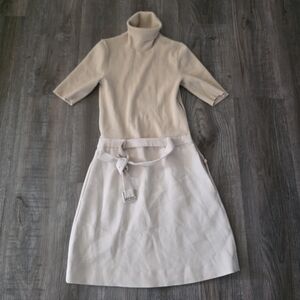 Theory Beige Turtleneck Dress with Belt Size P/TP